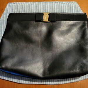 Vintage Ferragamo Black Clutch  w/shoulder strap